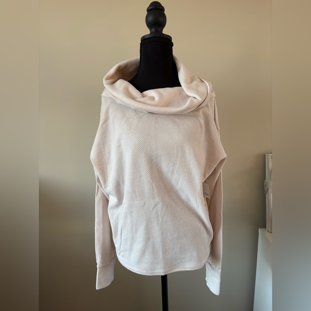 Free People Juicy cowl neck waffle long sleeve shirt - SMALL, NWT